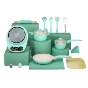 Stainless Steel Miniature Kitchen Set For Kids Includes Cooking